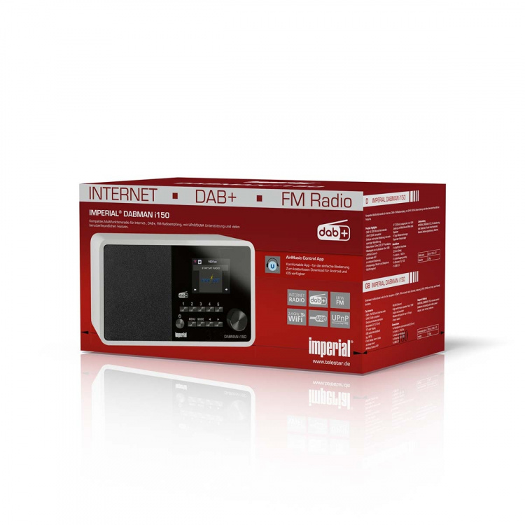 imperial DABMAN i150 Compact Hybrid Radio for Internett / DAB+ / FM Hvit