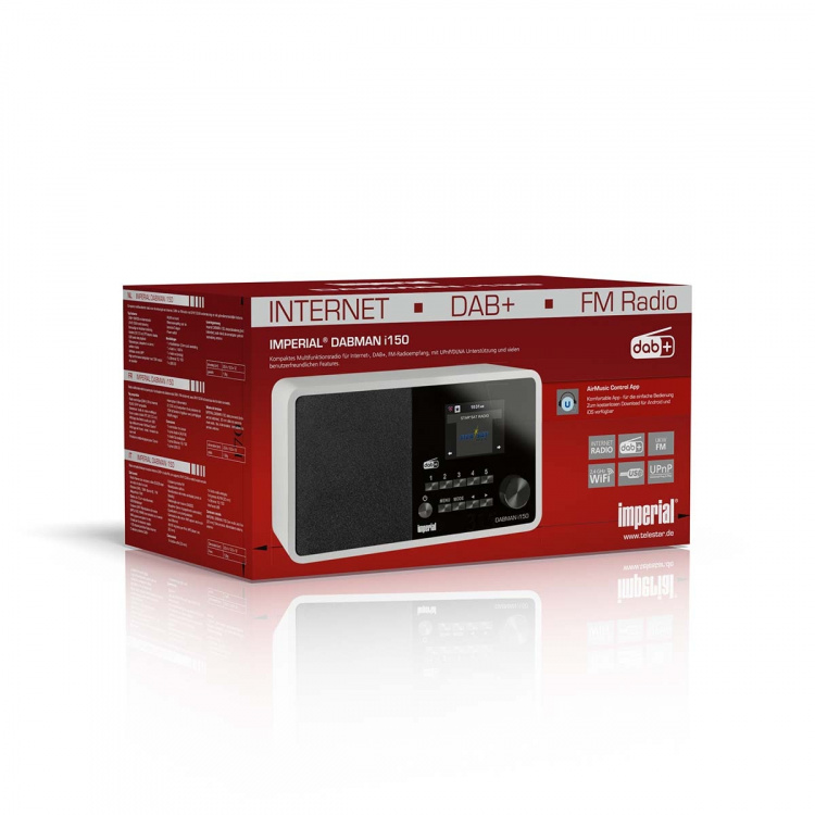 imperial DABMAN i150 Compact Hybrid Radio for Internett / DAB+ / FM Hvit