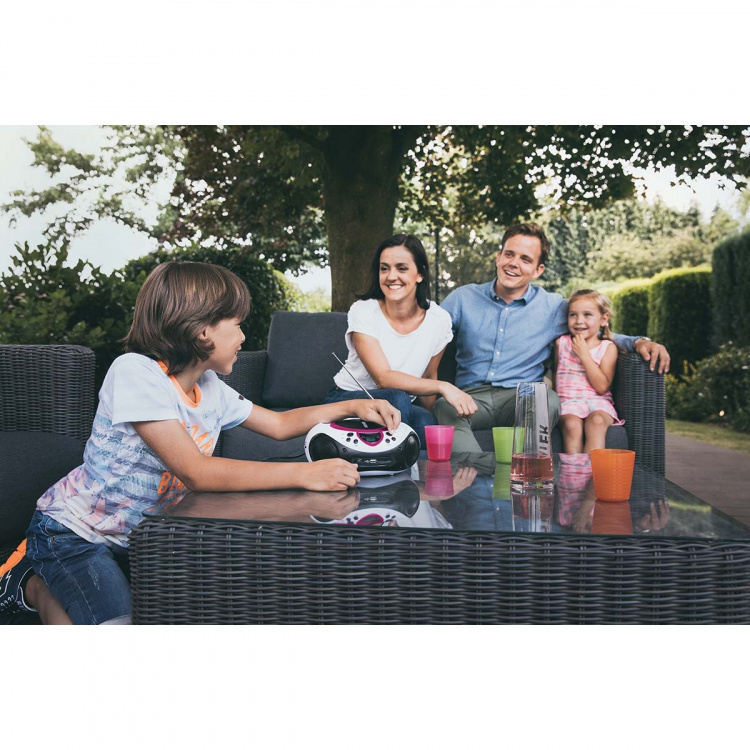 Lenco Bærbar FM-radio, CD- og USB-spiller Rosa Lenco Bærbar FM-radio, CD- og USB-spiller Rosa