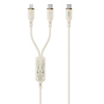 Xo kabel NB-Q262 2-i-1 PD USB-C - Lightning + USB-C 1,2 m beige 60W