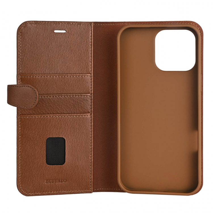 Buffalo 2in1 Leather 3 card MagSeries iPhone 16 Pro Max Brown