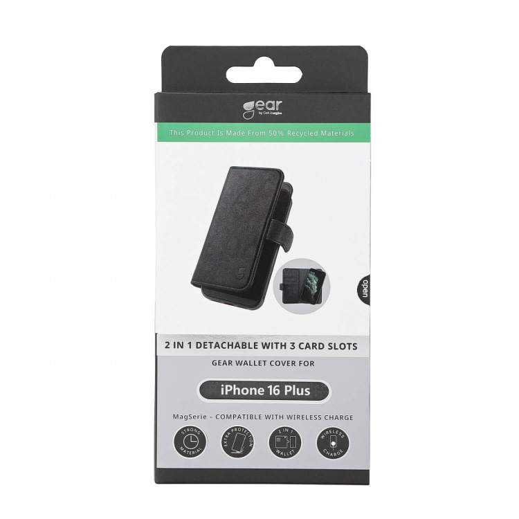 Gear 2in1 3 card Recycled MagSerie iPhone 16 Plus Black