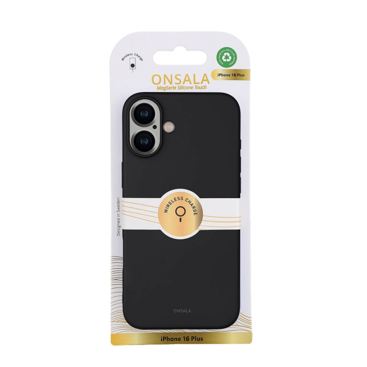 Onsala Back Sil Touch Recycled MagSerie iPhone 16 Plus Black Onsala Back Sil Touch Recycled MagSerie iPhone 16 Plus Black