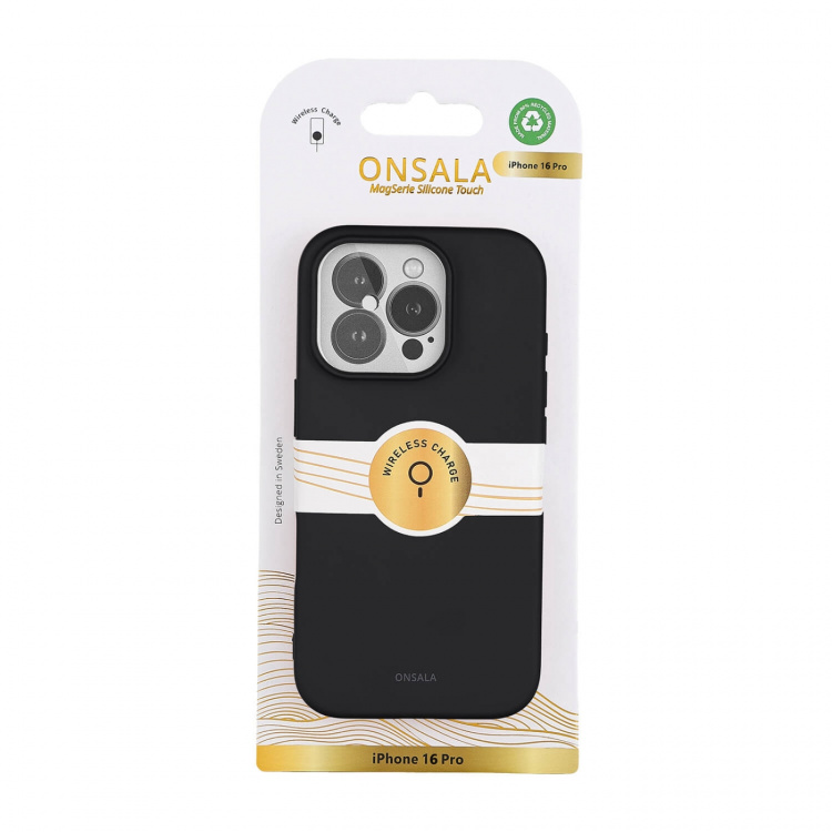 Onsala Back Sil Touch Recycled MagSerie iPhone 16 Pro Black Onsala Back Sil Touch Recycled MagSerie iPhone 16 Pro Black