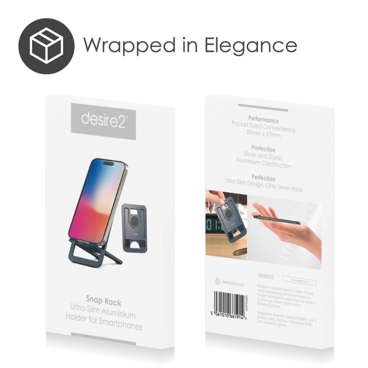 Desire2 Ultra Slim Phone Holder Aluminium Dark Grey