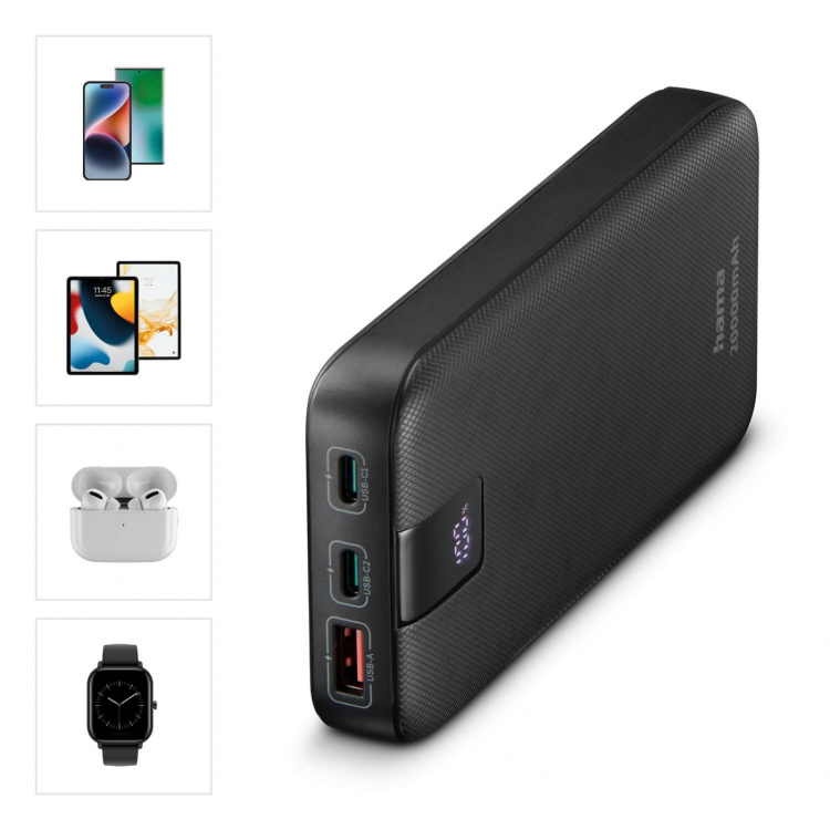Hama Powerbank PD 20000mAh 2xUSB-C+1xUSB-A Anthracite Hama Powerbank PD 20000mAh 2xUSB-C+1xUSB-A Anthracite