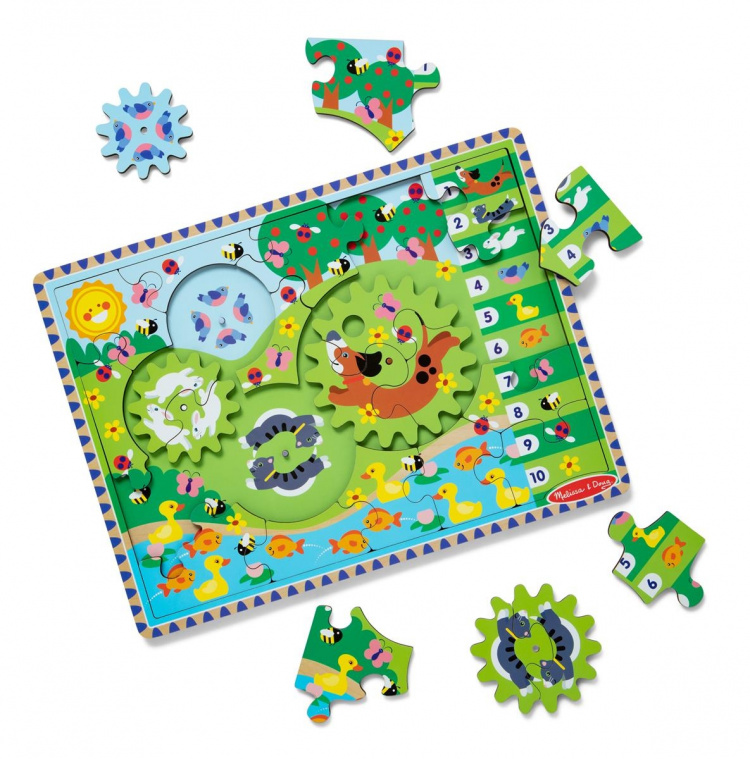 Melissa & Doug Puslespill med tannhjul i tre Animal Chase I-Spy