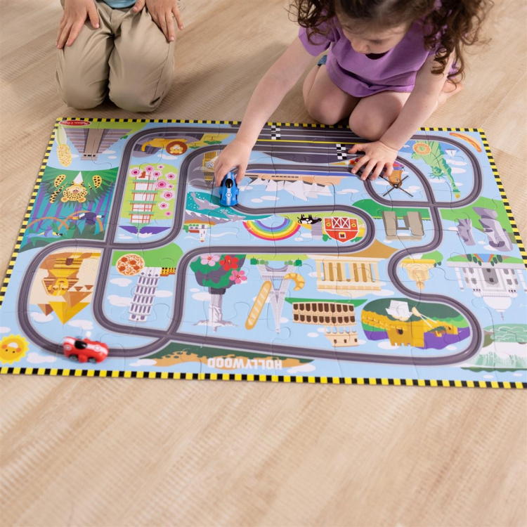 Melissa & Doug Gulvpuslespill og lekesett Race Track