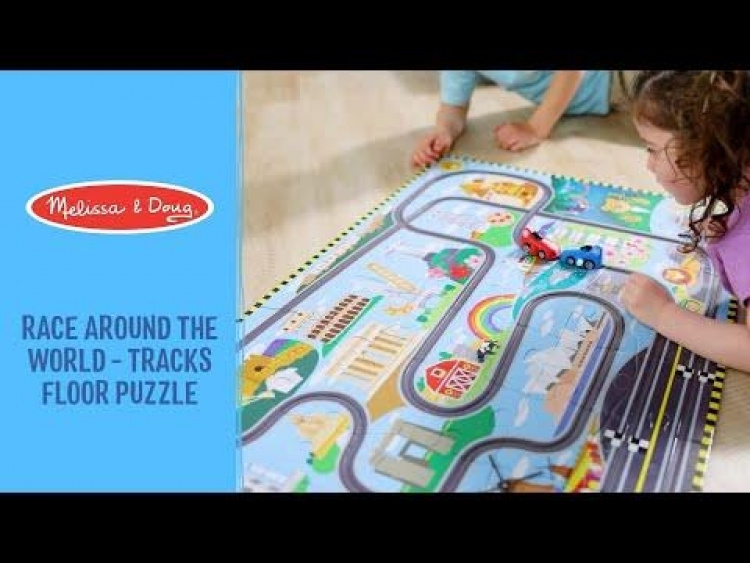 Melissa & Doug Gulvpuslespill og lekesett Race Track