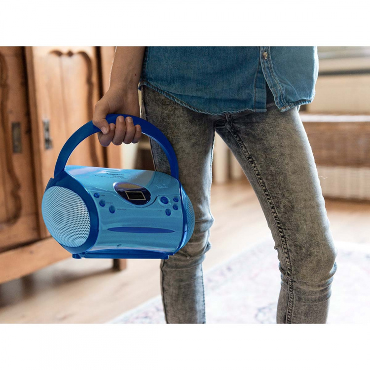 Lenco Boombox med CD-spiller, FM-radio og klistremerker Blå