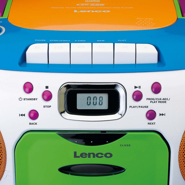 Lenco Bærbar radio med CD og kassett Kids Multi Colour Lenco Bærbar radio med CD og kassett Kids Multi Colour