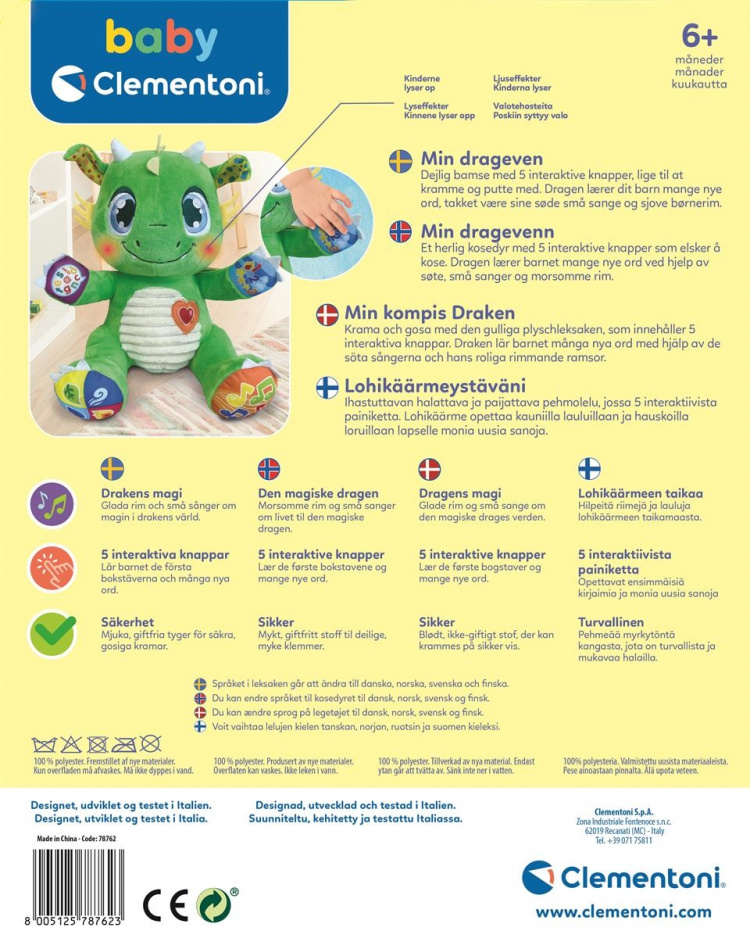 Clementoni Interaktiv plysj babydrage (SE/FI/DK/NO)