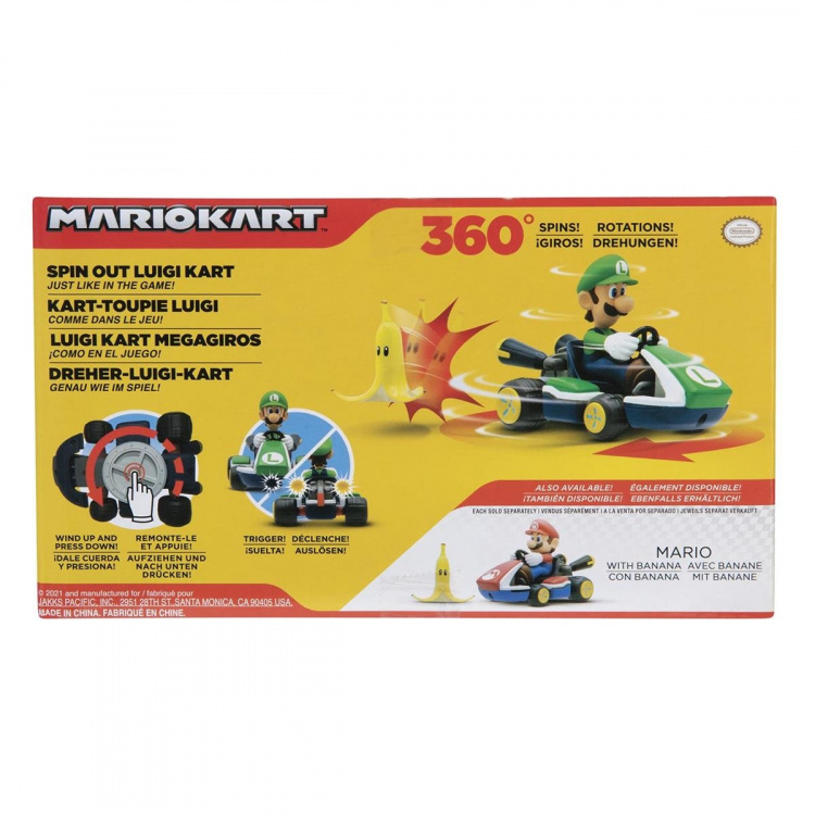 JAKKS Pacific Super Mario 2,5 tommers Spin Out Mario Kart Luigi JAKKS Pacific Super Mario 2,5 tommers Spin Out Mario Kart Luigi