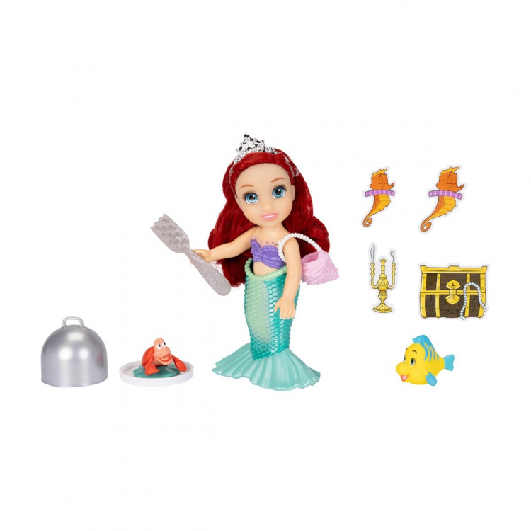 JAKKS Pacific Disney Princess 6-tommers Petite Doll med ekstra mote og tilbehør Sea to Land Ariel