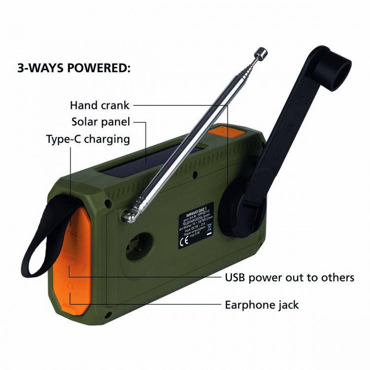 Impavio DAB1 Robust DAB+/FM-radio for utendørs bruk