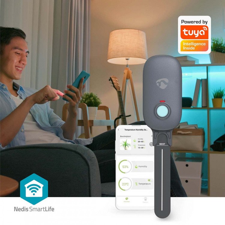 Nedis SmartLife Jordfuktighetsmåler | Bluetooth® | Batteri drevet | IP55 | 0 - 100 % | Android™ / IOS Nedis SmartLife Jordfuktighetsmåler | Bluetooth® | Batteri drevet | IP55 | 0 - 100 % | Android™ / IOS