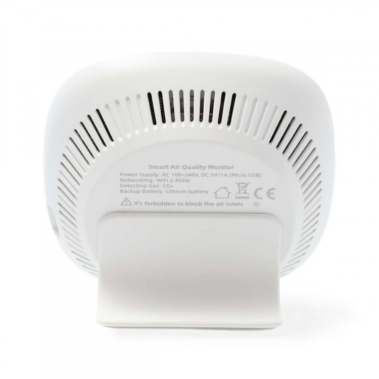 Nedis SmartLife luftkvalitetsmonitor | Wi-Fi | Inkludert display | Karbondioksid (CO2) / Luftfuktighet / Temperatur | Android™ / IOS | Hvit / Sort