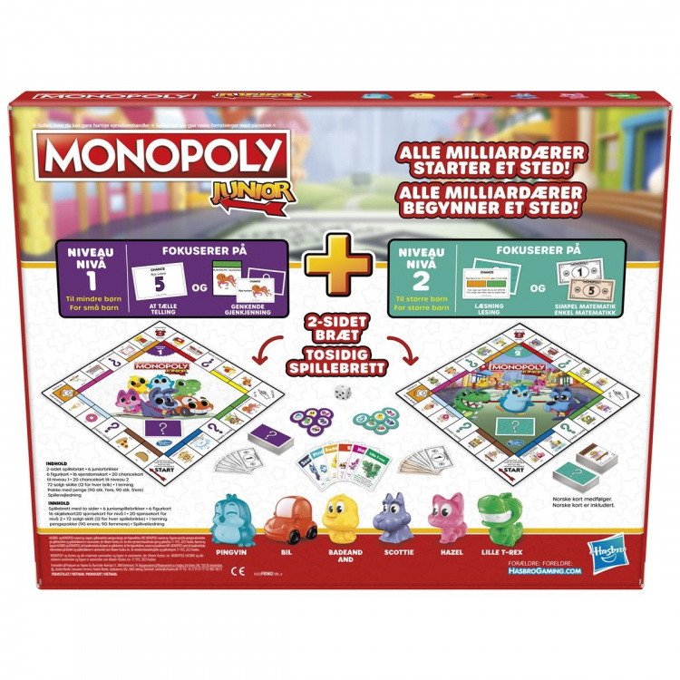 Hasbro Monopol Junior 2 spill i 1 (DK/NO) Hasbro Monopol Junior 2 spill i 1 (DK/NO)
