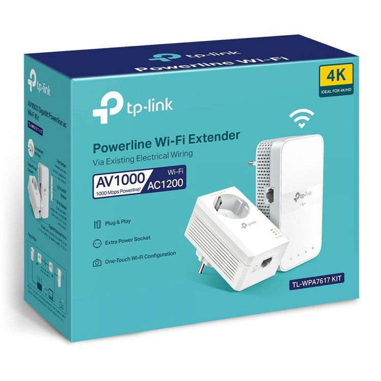 TP-Link AV1000 Gigabit Passthrough Powerline ac Wi-Fi-sett /TL-WPA7617 KIT