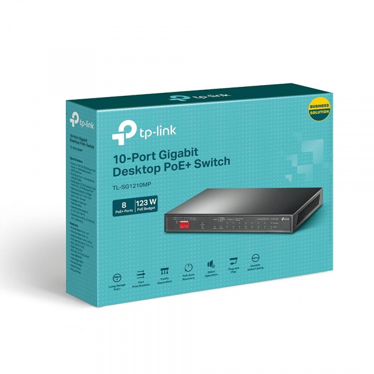 TP-Link 10-port Gigabit-stasjonær svitsj med 8-port PoE+