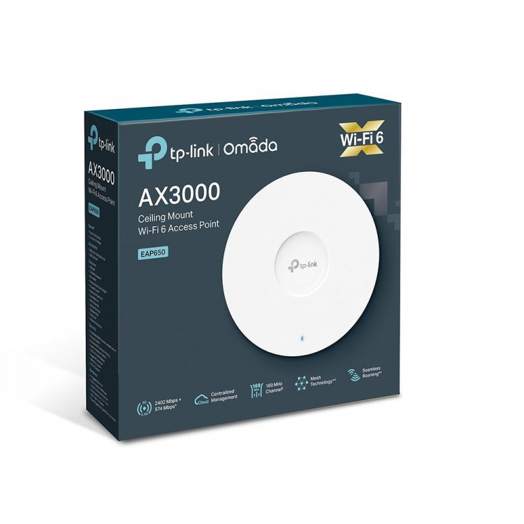 TP-Link AX3000 trådløst takmontert Wi-Fi 6-tilgangspunkt med to bånd /EAP650
