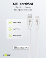 Goobay Lightning til USB-C™ lade- og synkroniseringskabel, 0,5 m, hvit MFi-kabel for Apple iPhone/iPad