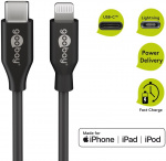 Goobay Lightning til USB-C™ lade- og synkroniseringskabel, 1 m, svart MFi-kabel for Apple iPhone/iPad