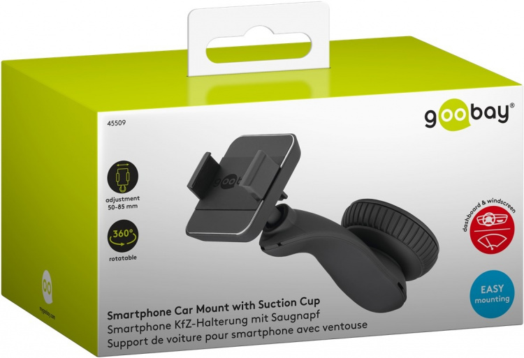 Goobay Smarttelefonholder med sugekopp for enkel og sikker montering i bilen