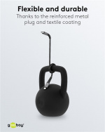 Goobay Lightning USB-C™ tekstilkabel med metallkontakter, 2 m MFi-sertifisert, elegant og ekstra robust lade- og synkroniseringskabel for Apple iPhone/iPad (svart, grå)