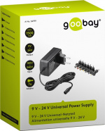 Goobay Universell strømforsyning (9 V - 24 V maks. 24 W / 1,5 A) inkl. 7x DC-adaptere