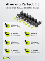 Goobay Universell strømforsyning (9 V - 24 V maks. 24 W / 1,5 A) inkl. 7x DC-adaptere