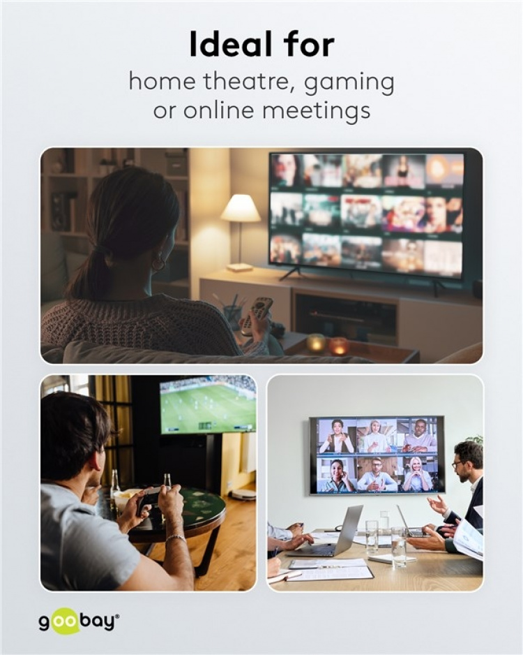 Goobay Manuell HDMI™-bryter 2 til 1 (4K @ 30 Hz) for å bytte mellom 2x HDMI™-enheter koblet til 1x HDMI™-skjerm Goobay Manuell HDMI™-bryter 2 til 1 (4K @ 30 Hz) for å bytte mellom 2x HDMI™-enheter koblet til 1x HDMI™-skjerm