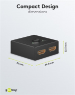 Goobay Manuell HDMI™-bryter 2 til 1 (4K @ 30 Hz) for å bytte mellom 2x HDMI™-enheter koblet til 1x HDMI™-skjerm Goobay Manuell HDMI™-bryter 2 til 1 (4K @ 30 Hz) for å bytte mellom 2x HDMI™-enheter koblet til 1x HDMI™-skjerm