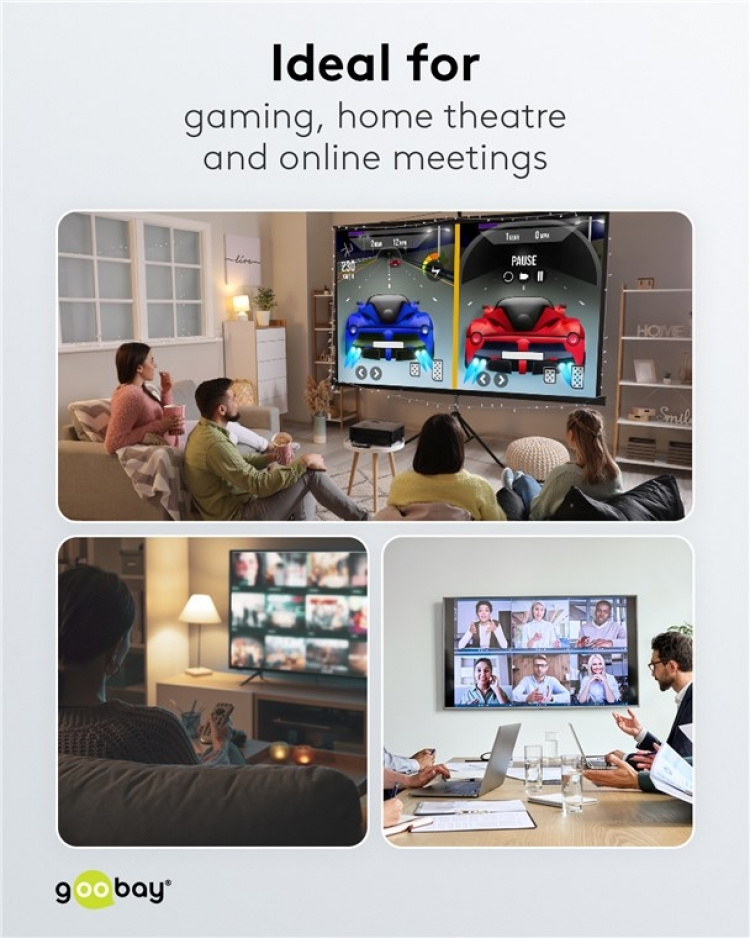 Goobay Manuell HDMI™-bryter 3 til 1 (4K @ 30 Hz) for å bytte mellom 3 x HDMI™-enheter koblet til 1 x HDMI™-skjerm Goobay Manuell HDMI™-bryter 3 til 1 (4K @ 30 Hz) for å bytte mellom 3 x HDMI™-enheter koblet til 1 x HDMI™-skjerm