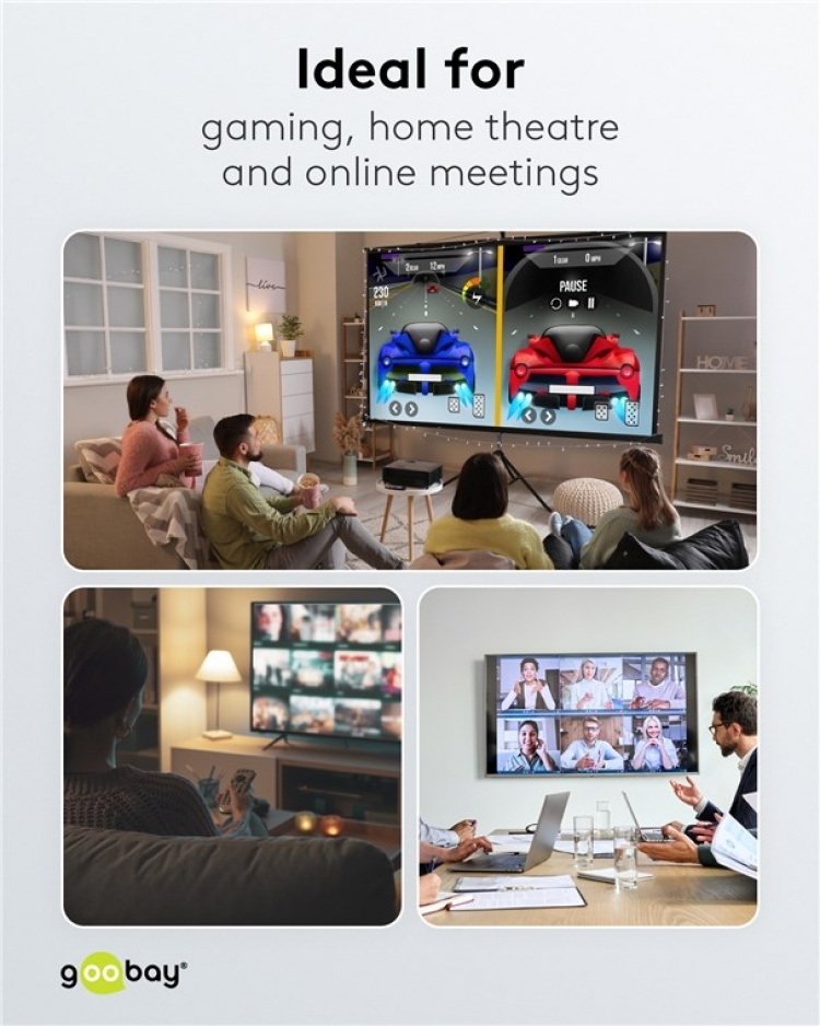 Goobay Manuell HDMI™-bryter 3 til 1 (4K @ 60 Hz) for å bytte mellom 3 x HDMI™-enheter koblet til 1 x HDMI™-skjerm Goobay Manuell HDMI™-bryter 3 til 1 (4K @ 60 Hz) for å bytte mellom 3 x HDMI™-enheter koblet til 1 x HDMI™-skjerm