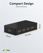Goobay Manuell HDMI™ Switch 4 til 1 (4K @ 60 Hz) for å bytte mellom 4 x HDMI™-enheter koblet til 1 x HDMI™-skjerm Goobay Manuell HDMI™ Switch 4 til 1 (4K @ 60 Hz) for å bytte mellom 4 x HDMI™-enheter koblet til 1 x HDMI™-skjerm