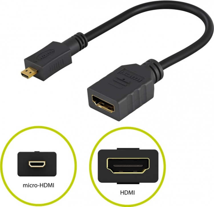 Goobay Micro HDMI™ / HDMI™-adapter, 4K/60 Hz HDMI™ Micro Connector (Type D) > HDMI™ Socket (Type A)