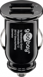 Goobay Dobbel USB-billader USB-C™, USB-A (12 W) billadeadapter med 2x USB-A og USB-C™-kabel 1,0 m (svart)