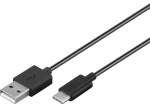 Goobay Dobbel USB-billader USB-C™, USB-A (12 W) billadeadapter med 2x USB-A og USB-C™-kabel 1,0 m (svart)