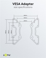 Goobay TV-veggmonteringsadapter med VESA-dimensjon øker avstanden mellom monteringshullene på et TV-apparat til maksimalt 400x400 mm