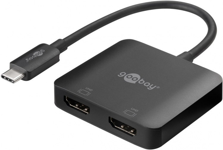 Goobay USB-C™ til 2x HDMI™-adapter utvider én USB-C™-port med to HDMI™-porter