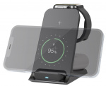 Goobay 3in1 trådløs lader, Qi-kompatibel, svart Lader trådløst opp til 3 enheter samtidig