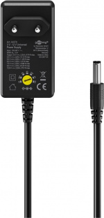 Goobay Universell strømforsyning 3 V - 12 V, maks. 27 W, 2,25 A inkl. 11 adaptere: 7 DC-adaptere pluss USB-C™, USB-A, USB Mini-B, Micro-USB og rekkeklemme