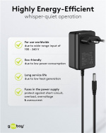 Goobay 12 V strømforsyning (18 W / 1,5 A) med senterpinne (hann) 5,5 mm x 2,5 mm