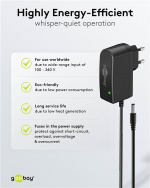 Goobay 12 V strømforsyning (12 W / 1,0 A) med senterpinne (hann) 5,5 mm x 2,5 mm