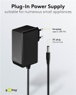 Goobay 12 V strømforsyning (27 W / 2,25 A) med senterpinne (hann) 5,5 mm x 2,1 mm Goobay 12 V strømforsyning (27 W / 2,25 A) med senterpinne (hann) 5,5 mm x 2,1 mm