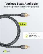 Goobay Mono RCA-kabel, 2 m RCA-plugg (basshøyttaler, senter) > RCA-plugg (basshøyttaler, senter)