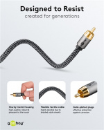 Goobay Mono RCA-kabel, 3 m RCA-plugg (basshøyttaler, senter) > RCA-plugg (basshøyttaler, senter)