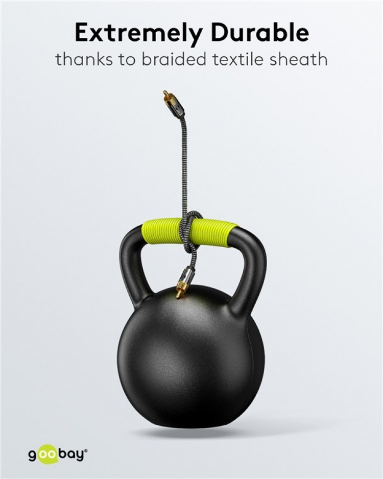 Goobay Mono RCA-kabel, 3 m RCA-plugg (basshøyttaler, senter) > RCA-plugg (basshøyttaler, senter)