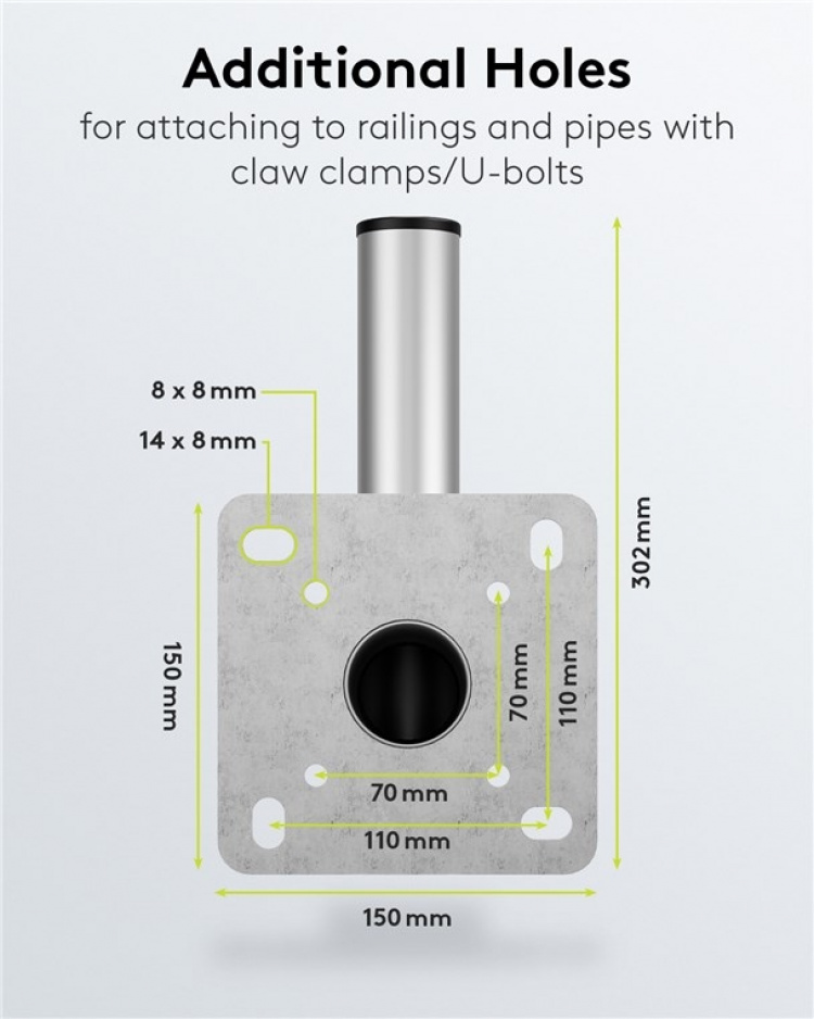 Goobay Veggbrakett i aluminium for parabolantenne, avstand til vegg 250 mm Veggbrakett av høy kvalitet for parabolantenne laget av rustfritt og værbestandig aluminium
